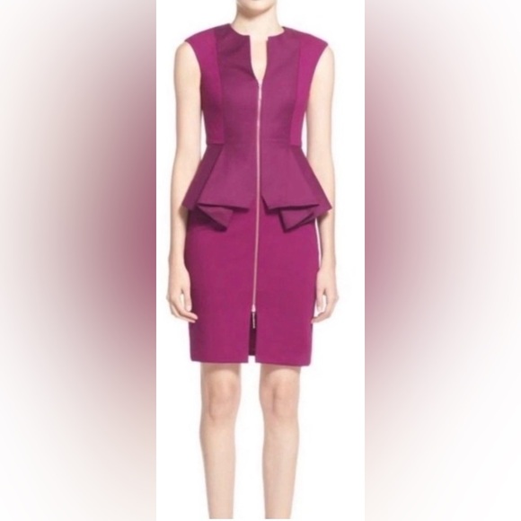 Ted Baker London Jamthun Full Zip Front Peplum Dress ZB6 - Picture 4 of 9